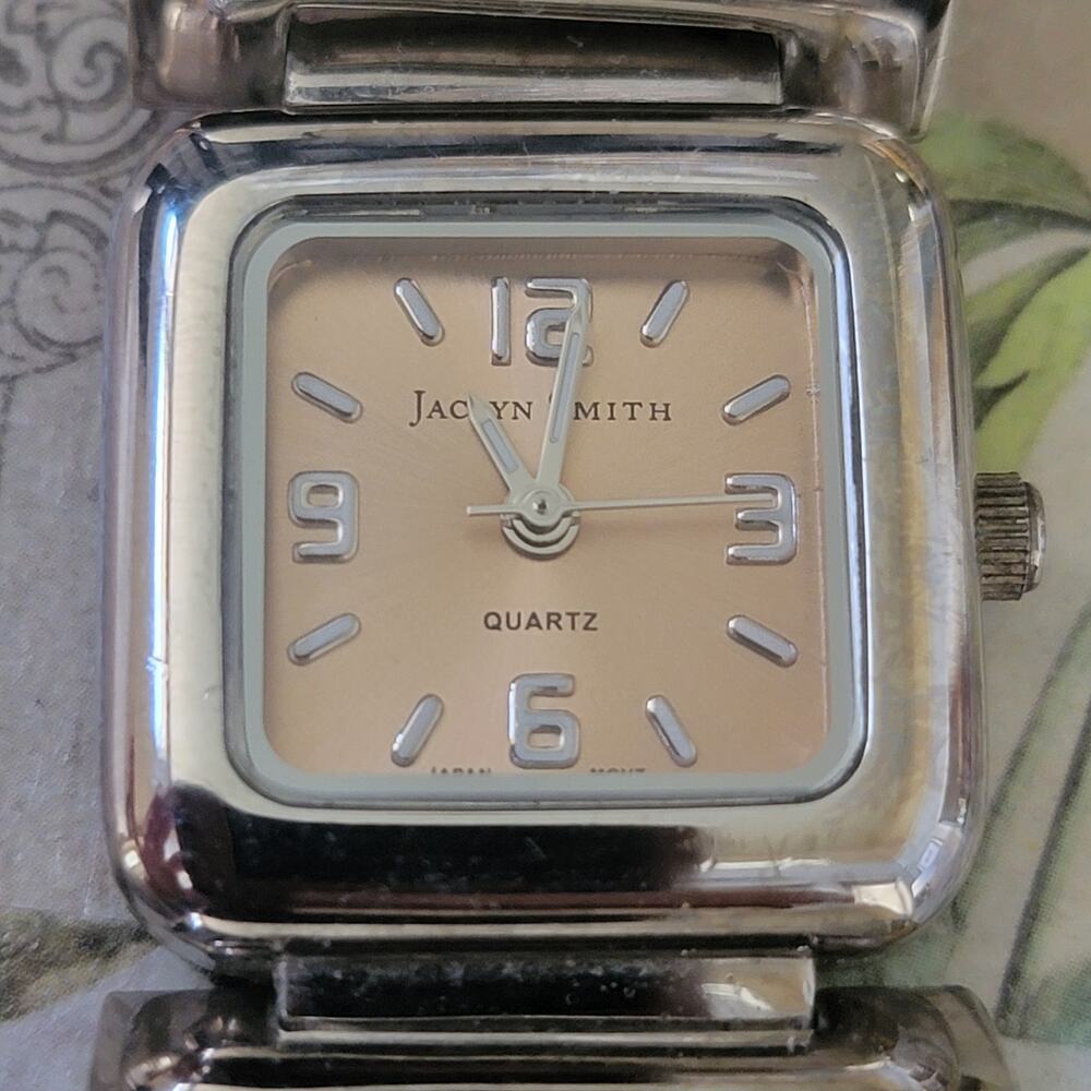 Vintage Watches Jaclyn Smith Quartz Square Dial Silver Champagne Face Women’s